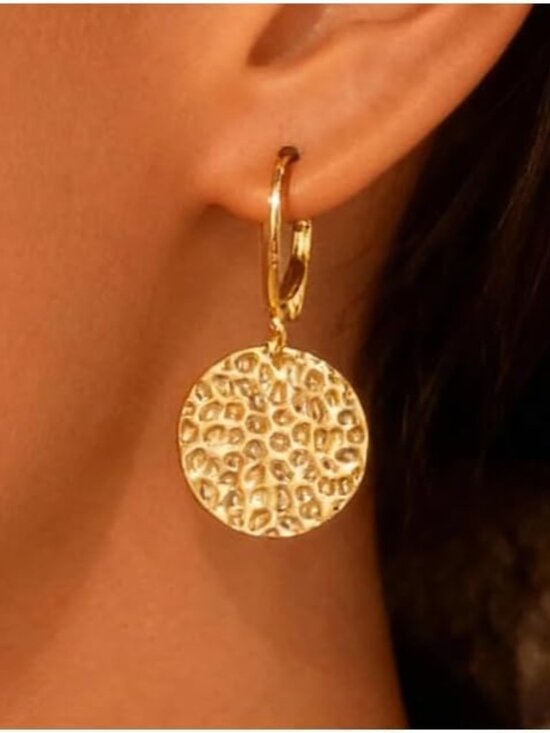 Jewelry - 925 Sterling Silver Dangle Earrings for Women, 14K Gold Plated Geometric Flat Ro